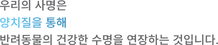 우리의 미션은 양치질로 반려동물의 건강 수명을 늘리는 것입니다.